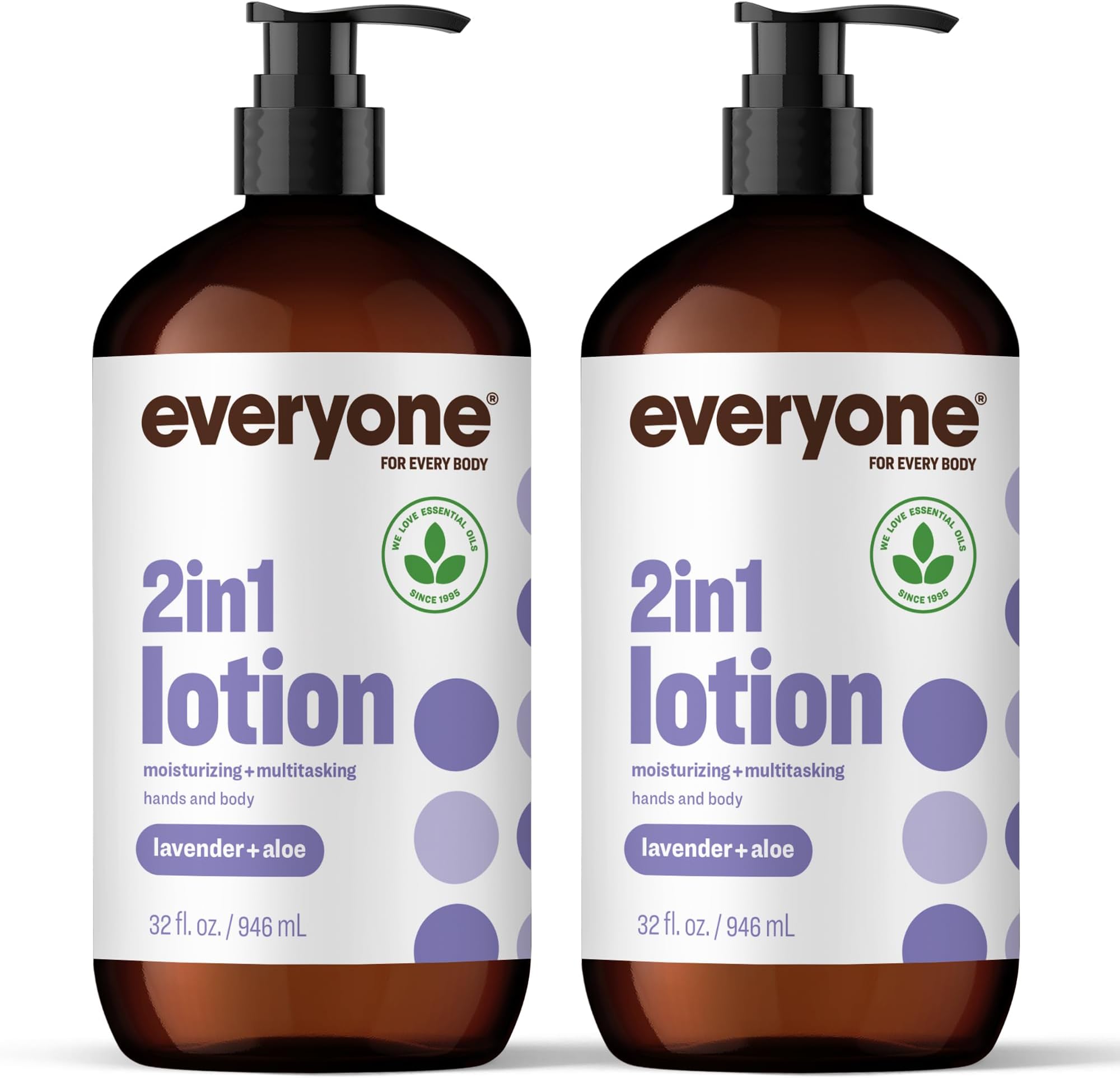 Everyone Nourishing Hand and Body Lotion, 32 Ounce (Pack of 2), Lavender and Aloe, Plant-Based Lotion with Pure Essential Oils, Coconut Oil, Aloe Vera and Vitamin E