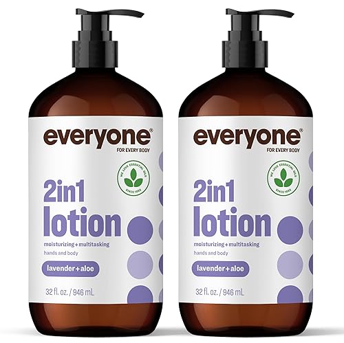 Everyone - Loción 2 en 1 para manos/cuerpo, 32 onzas (paquete de 2) lavanda y aloe hecha con aceites esenciales para hombres y mujeres