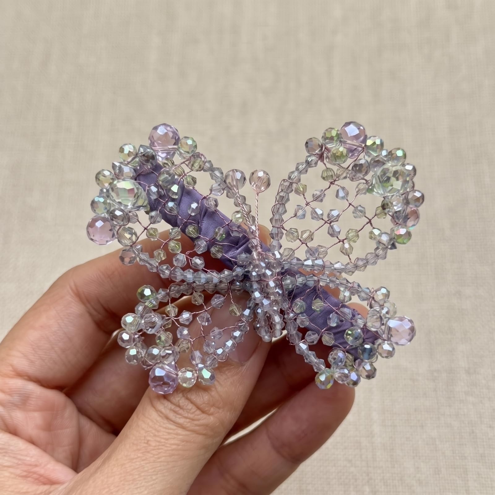 Colcolo Fermaglio Capelli Clip Capelli Morsetto Pettinino Pinza Farfalla Perline Iridescenti Cristallo Artificiale Molla Antiscivolo Adatto per Matrimoni Feste Cerimonie Uso Quotidiano