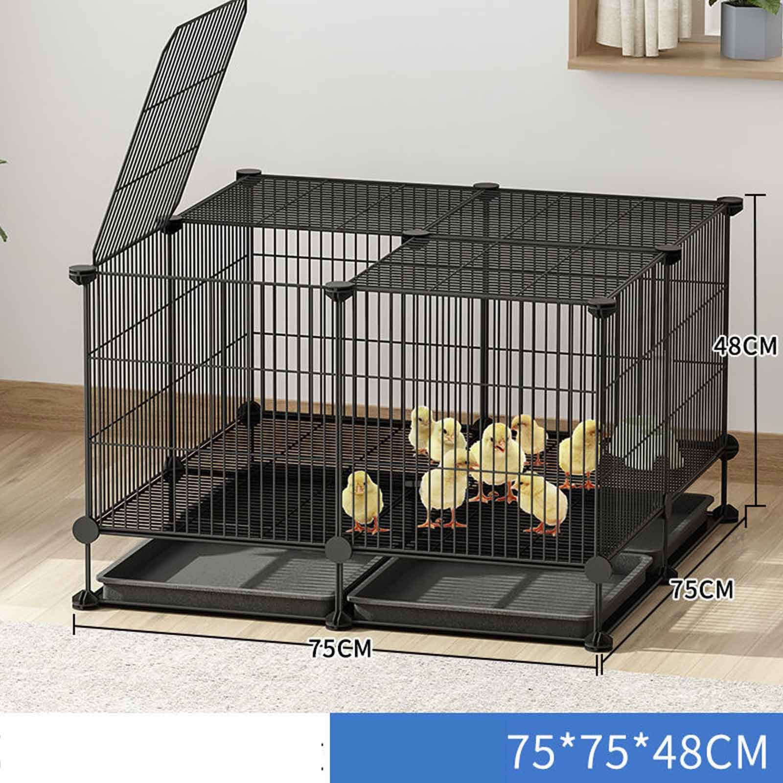 Jaula Para Aves De Corral, Jaula Grande Para Pollos, Para Exterior/Interior, Con Bandeja Para Desechos, Gallineros Y Jaulas Para Animales Pequeños, Ideal Para Aves, Pollo(Black-75*75*48CM)