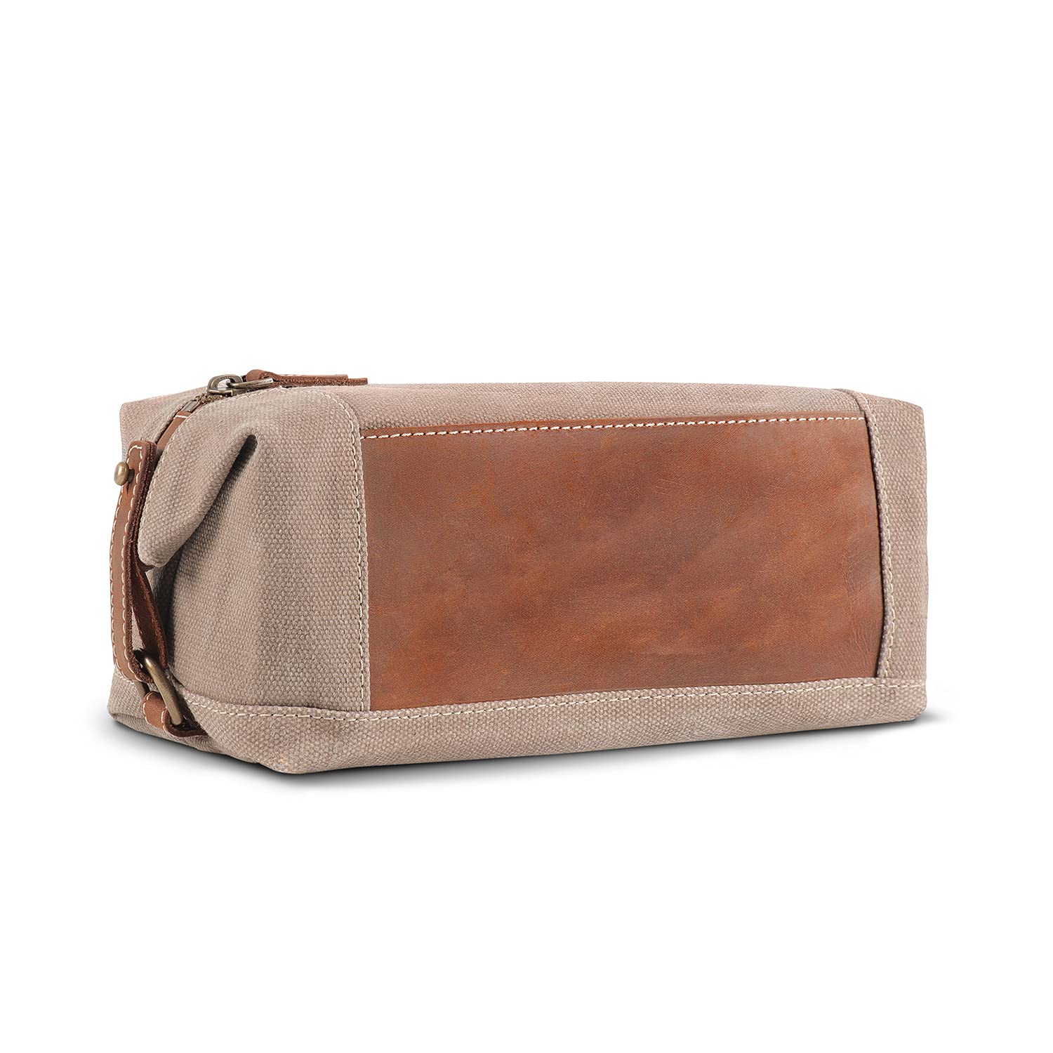 LONDO Toiletry Bag Genuine Leather and Canvas Travel Toiletry Bag Dopp Kit