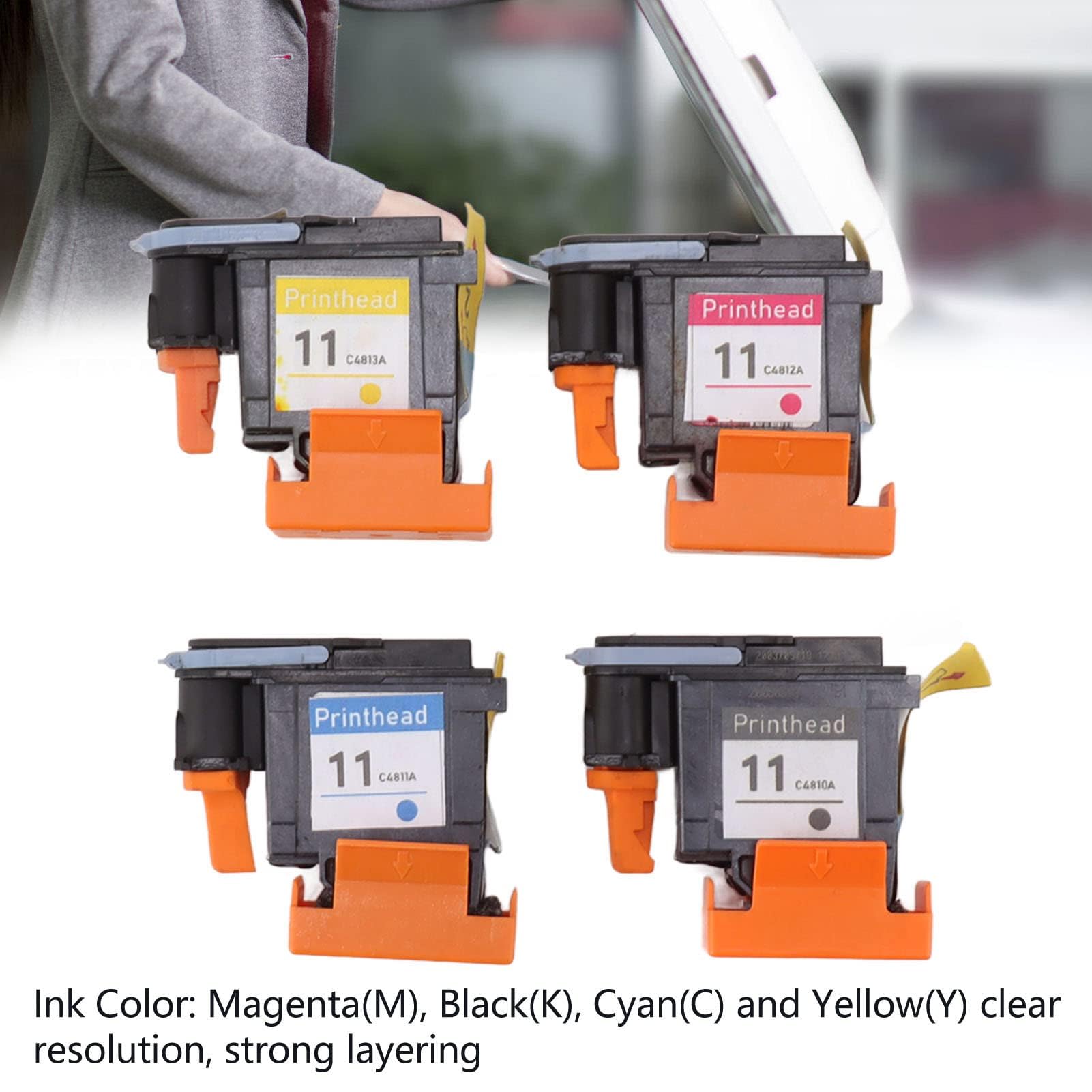 TOPINCN 4 Uds Cabezal de Impresión Cabezal de Impresora Magenta Negro Cian Amarillo Reemplazo del Cabezal de Impresión para HP Designjet 100 110 111 500 510 800 813 850