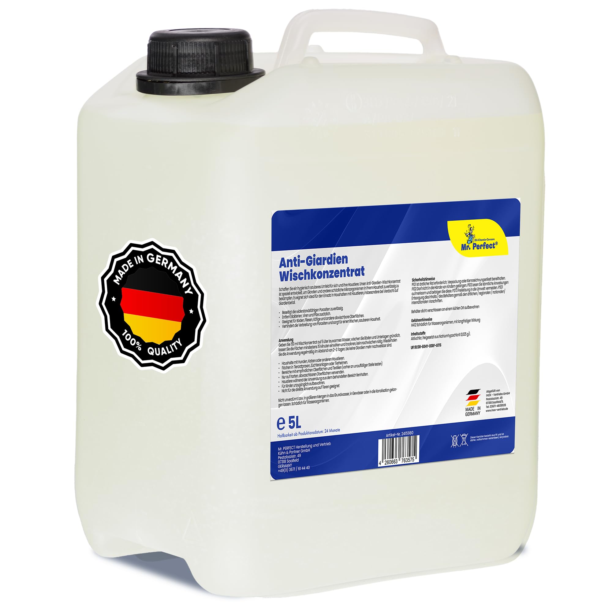 Mr. Perfect Anti-Giardien Wischkonzentrat 5L I Hocheffektives Giardien Desinfektionsmittel für alle Oberflächen I Schonendes Desinfektionsmittel für Giardien für den Haushalt