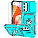 KEYUJIE for Galaxy A14 5G Phone Case with HD Screen Protector and Slide Camera Cover and Magnetic Rotating Kickstand, Military Grade Rugged Drop Protective Phone Case for Samsung Galaxy A14 5G, Mint