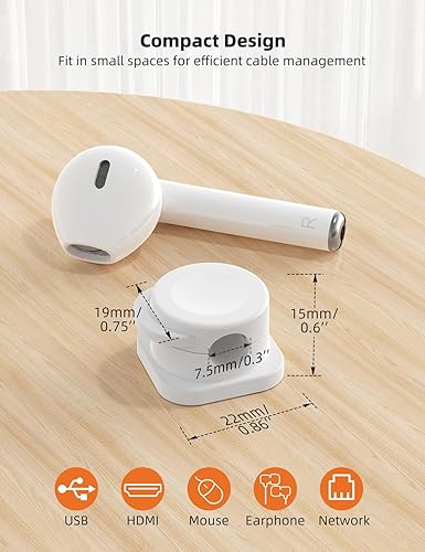 Miniatura 4 de Soporte organizador de cables, paquete de 6 clips magnéticos para mesita de noche de escritorio, clips de carga para oficina, hogar,