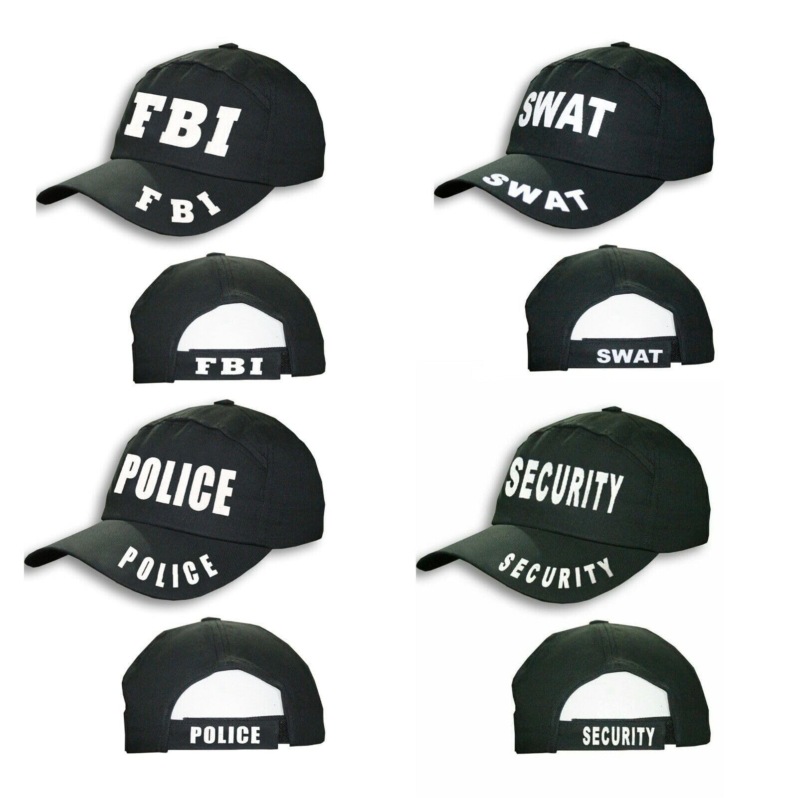 Adult Baseball SWAT, FBI, Police, Security Black Hat Outdoor Sports (FBI, Black)