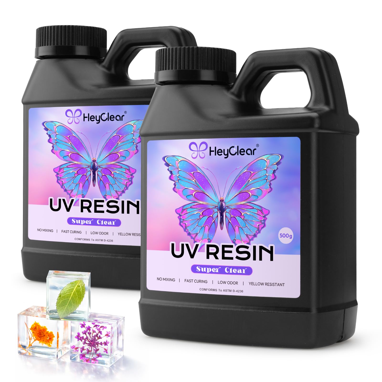 1000g UV Resin ki Crystal Clear, Hard, Low Odor, Premixed UV Epoxy Resin Glue Fast Curing for Beginners Jewelry Making, DIY Crafts, Casting Coating and Resina Art