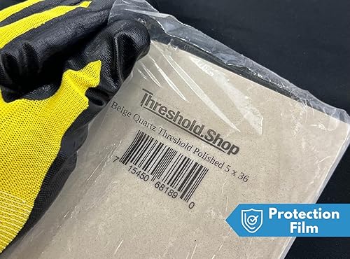 Miniatura 5 de Borde de ducha de 60 pulgadas  Umbral de mármol de ingeniería beige para sistemas de bandeja de ducha Schluter Kerdi y azulejos Redi (4 x 60