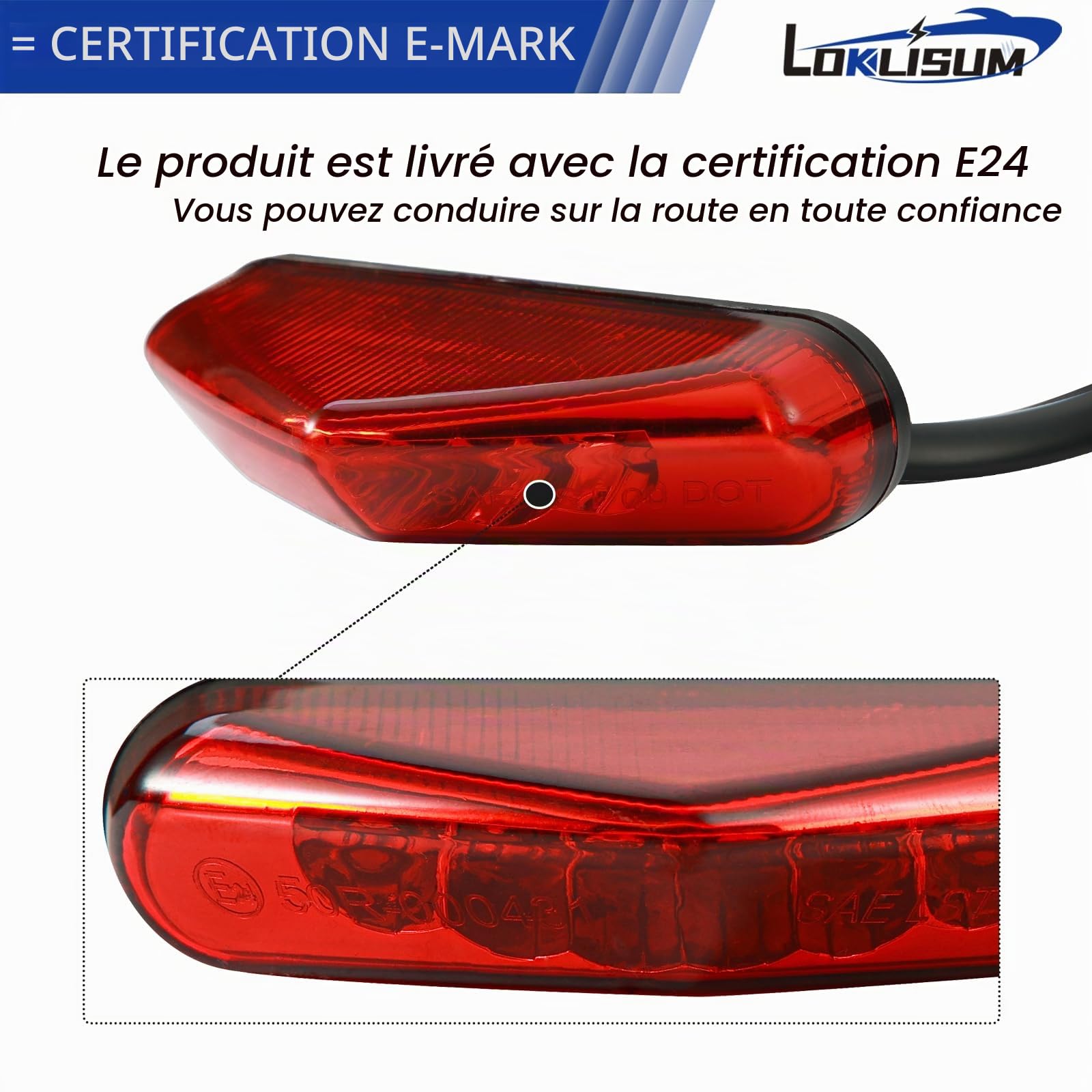 Mini Feu Arrière de Frein de Moto, 12V 9LED E-Approved Arrêt de Moto en Cours D'exécution Feu Arrière Universel pour Motos ATV Dirt Bike Scooter.