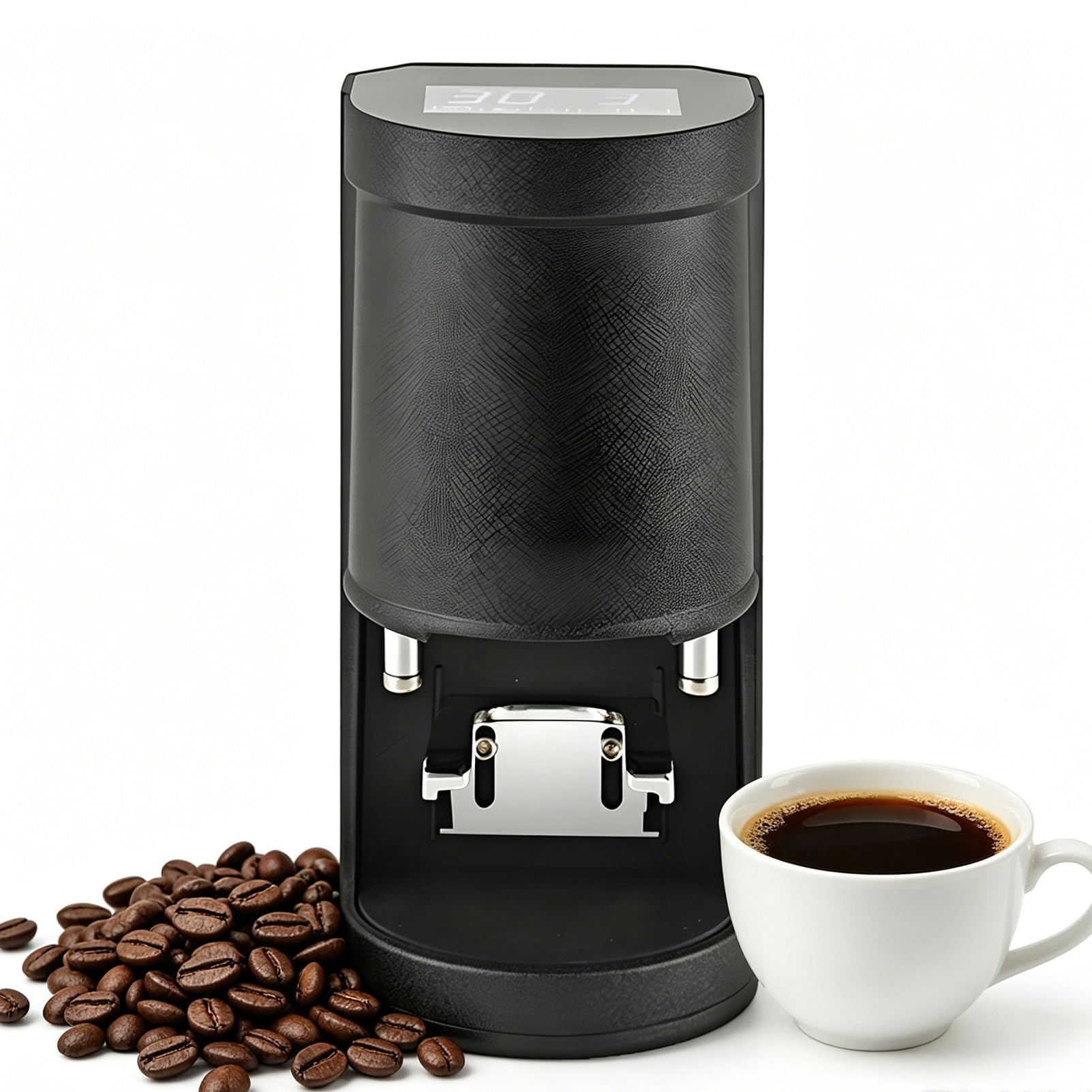 Regulowany elektryczny ubijak do kawy 58 mm, elektryczny ubijak do kawy – 30 kg i 1-3 ubijania, automatyczna prasa do kawy ziarnistej do espresso, obsługa jednym przyciskiem Black-Flat