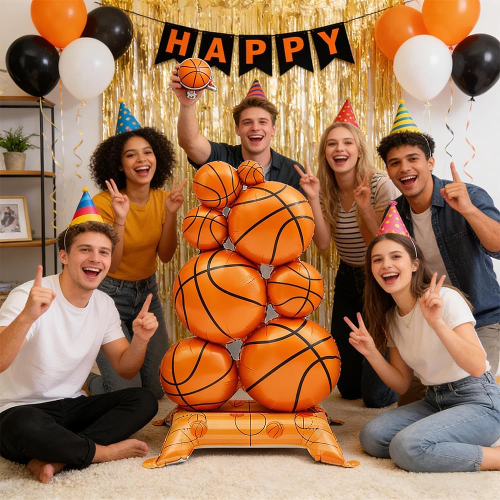 Basketball Party Decorations, 3.5FT Giant Self Standing Basketball Balloons image 5