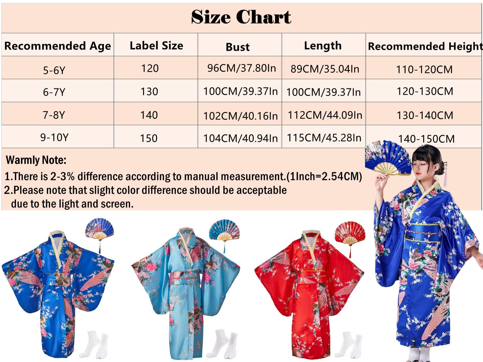 Dziecięca Yukata Vintage Japoński Styl - Dziewczyna Kimono Dzieci Sukienka Tradycyjna Odzież Jedwabna Tkanina Szlafrok Odzież Ślubna Impreza Suknia Występ