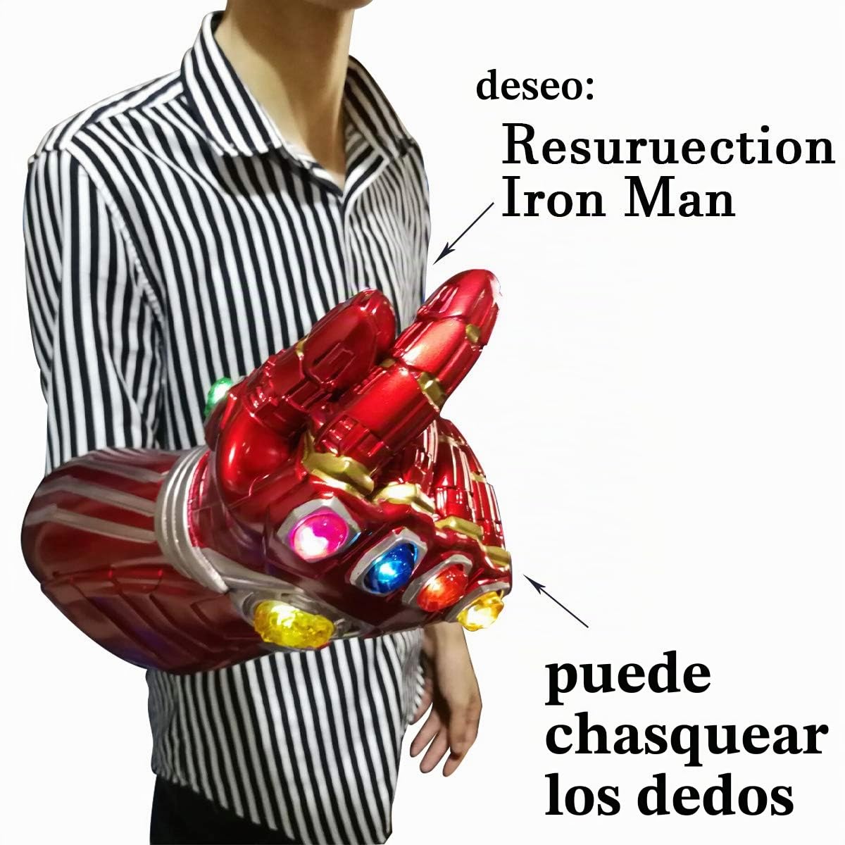 Iron man Infinity Gauntlet, Iron Man Glove LED with Removable Magnet Infinity Stones-3 Flash Modes Halloween Cosplay Props
