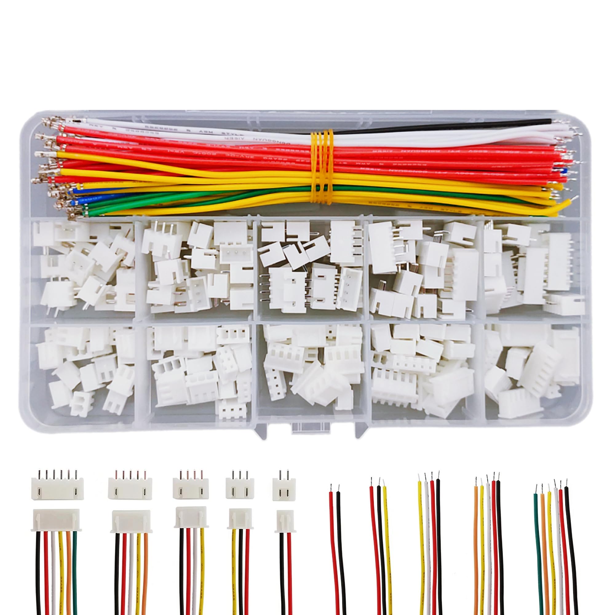 XH 2.54mm Male Socket Kit with 22AWG Pre-crimped Silicone Cable Wire 2/3/4/5/6 Pin Housing Adapter Male and Female JST-XH Connector