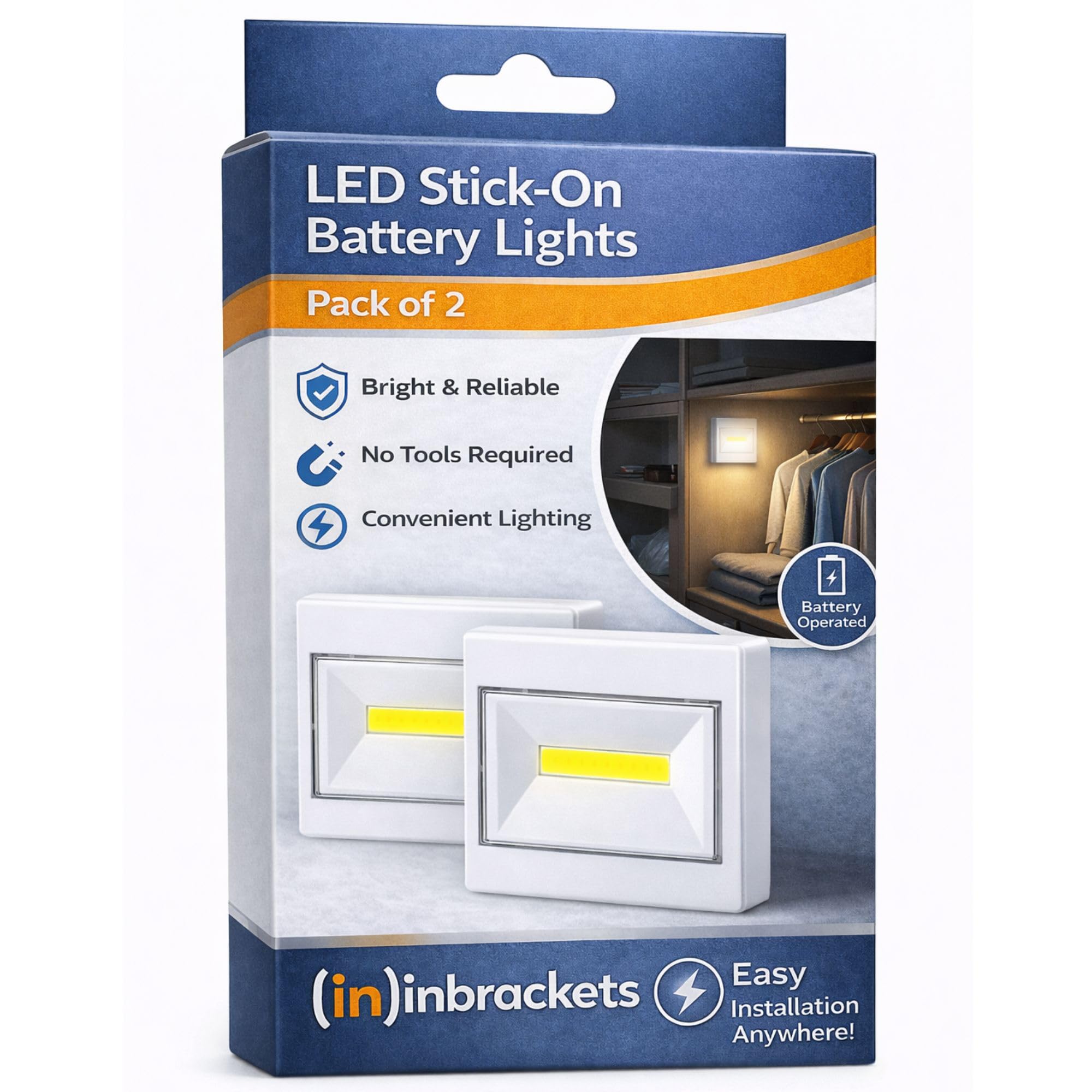 Inbrackets Led Stick On Magnetic Battery Wall Light Switch Night Light Shed Closet Bright 3w (2)