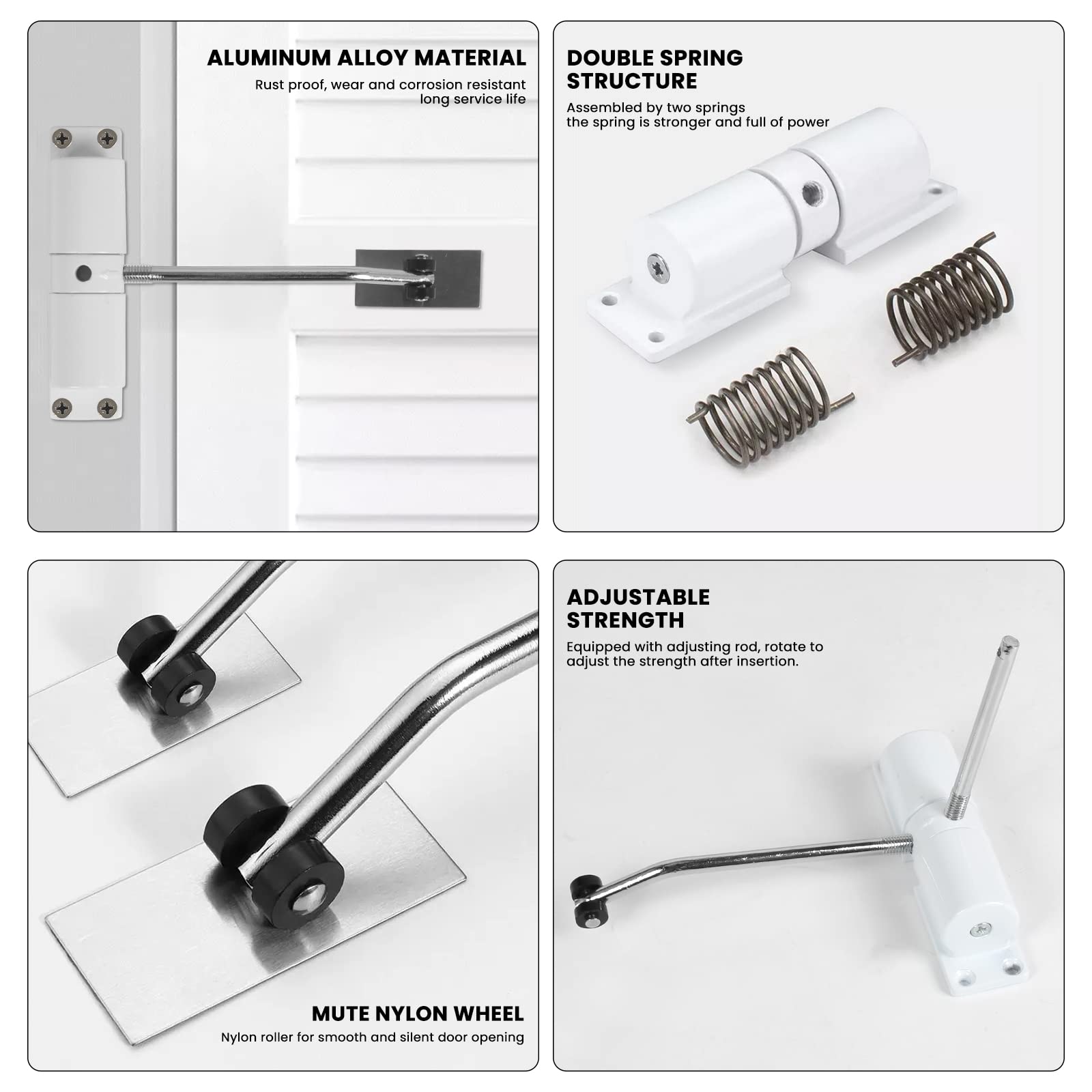 2 Pezzi Chiudiporta Automatico A Molla Regolabile - Montaggio Senza Foratura Per Porte Interni E Cancelli - Foto 2