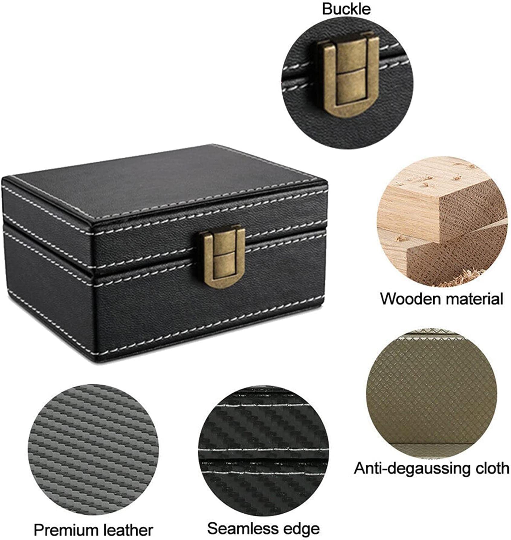 Disturbatore di Segnale, Scatola di Blocco del Segnale in Legno + 2X Borsa in PU, Faraday for Chiave Auto, Protettiva antifurto