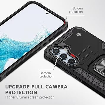 Case for Samsung Galaxy A54 5G, Tempered Glass [2 Pack] Protective Silicone TPU Shockproof Tough Armor Hard Cover - Black