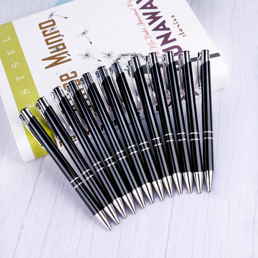 AUAUY Penne a Sfera in Metallo Retrattile, Punta Media 1.0 mm, Confezione da 12, Inchiostro Nero