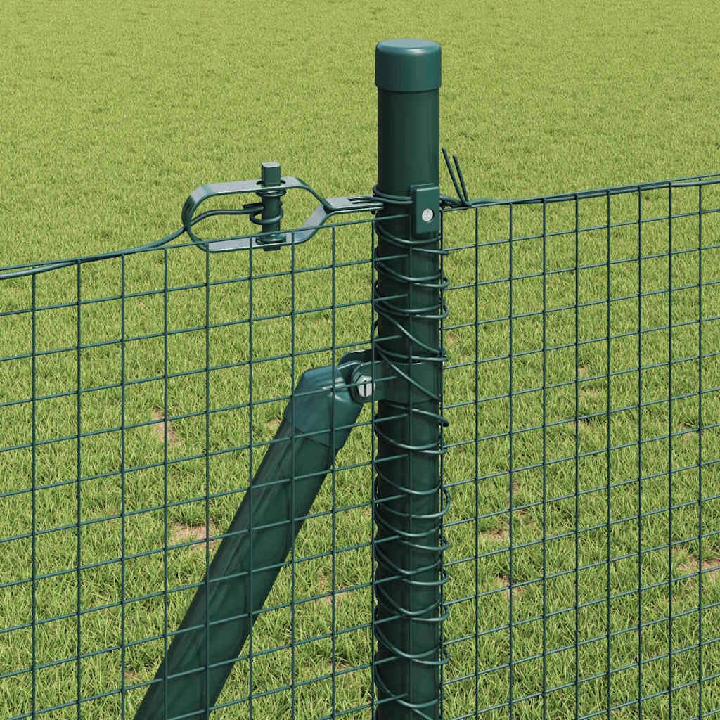 Valla de alambre soldada con base de hormigón, acero recubierto de PVC verde, 10 x 0,8 m, 5 postes, postes angulares, tensores, alambre de amarre, valla de jardín, seguridad, terraza