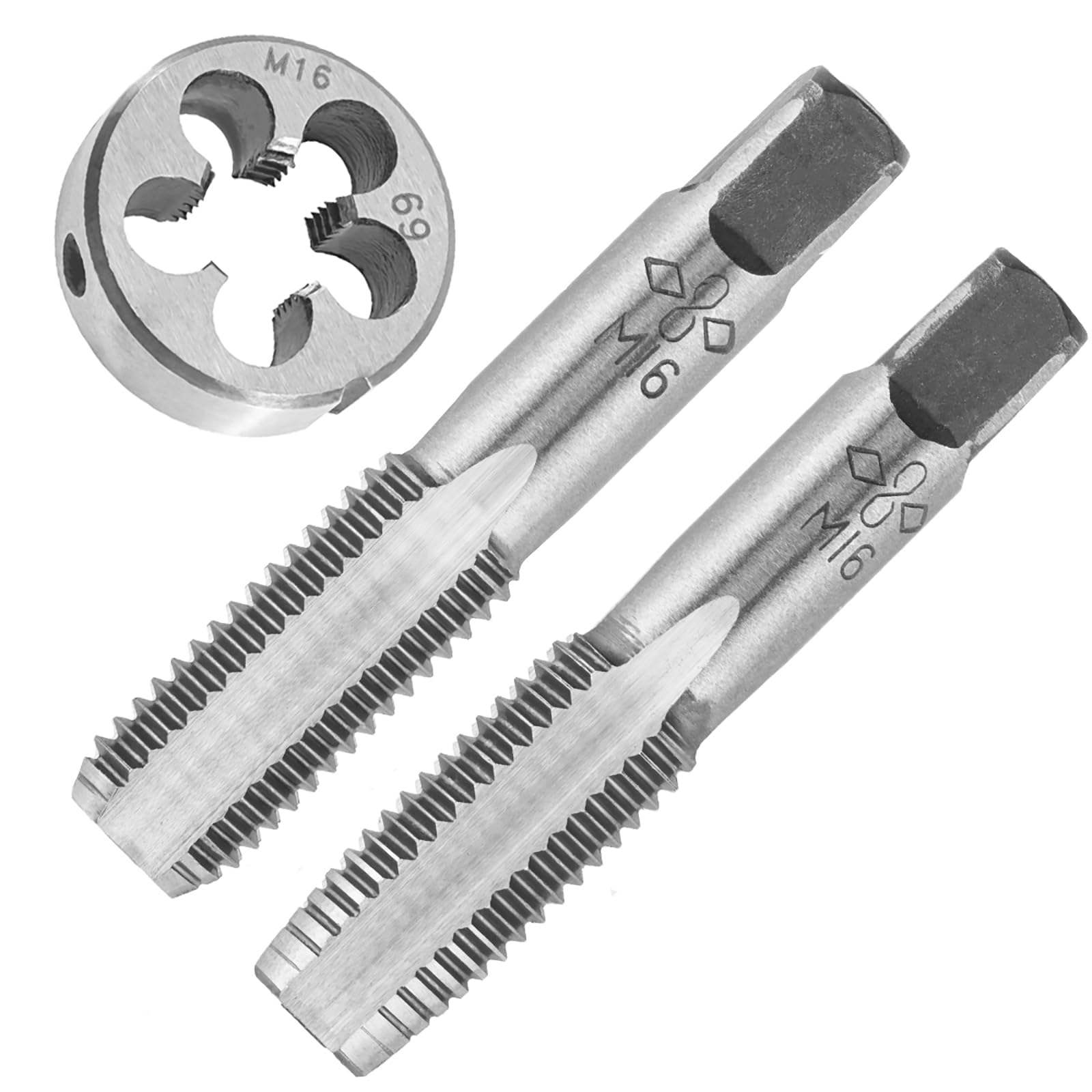 Tarauds et filières M16 x 2 mm : kit de taraudage métrique main droite pour filetage net