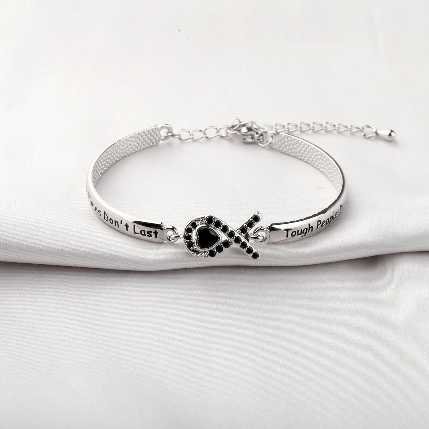 CENWA Melanoma Cancer Awareness Gift Skin Cancer Survivor Narcolepsy Awareness Encouragement Gift Tough Times Don’t Last Bracelet - Image 3