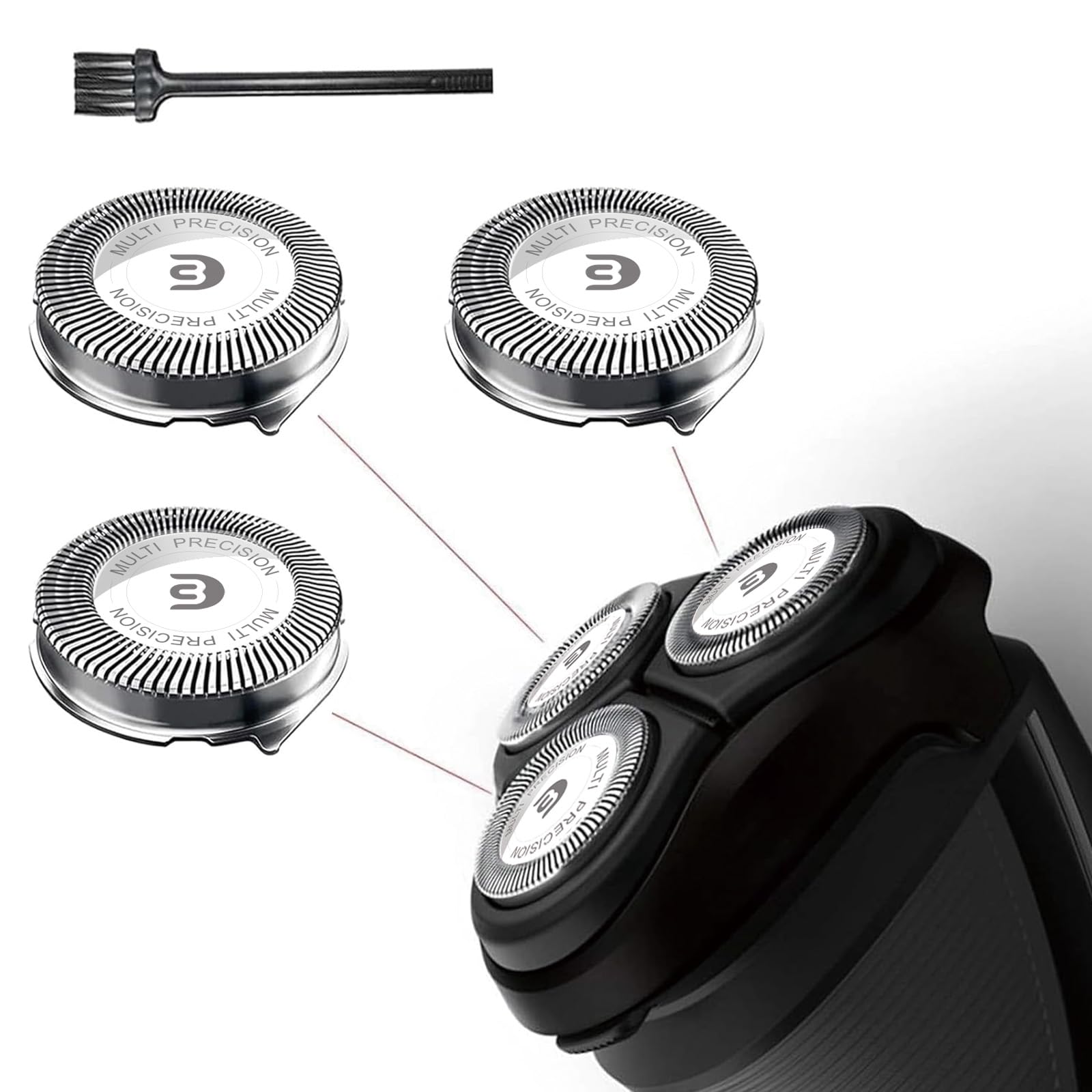 RF RollingFit Replacement Heads For Norelco 3000 Replacement Blades Compatible With Philips Norelco Shaver 2500 S1311/82 & 3500 S3212/82 Heads.