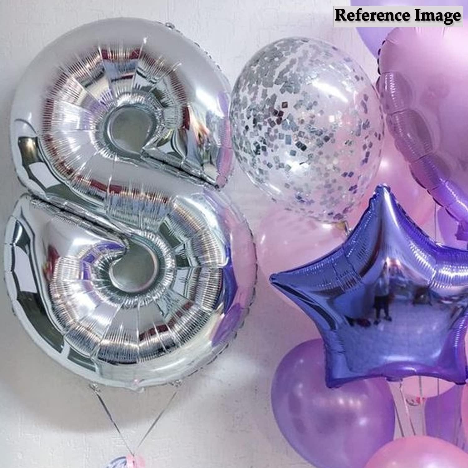 FI - FLICK IN 1 Pc Big Size Number 8 Foil Balloon 32 Inch Large Silver Number Foil Balloon 0 to 9 Number Balloons for Decoration 8th Birthday Anniversary Decoration Items (Pack of 1, Silver) 2