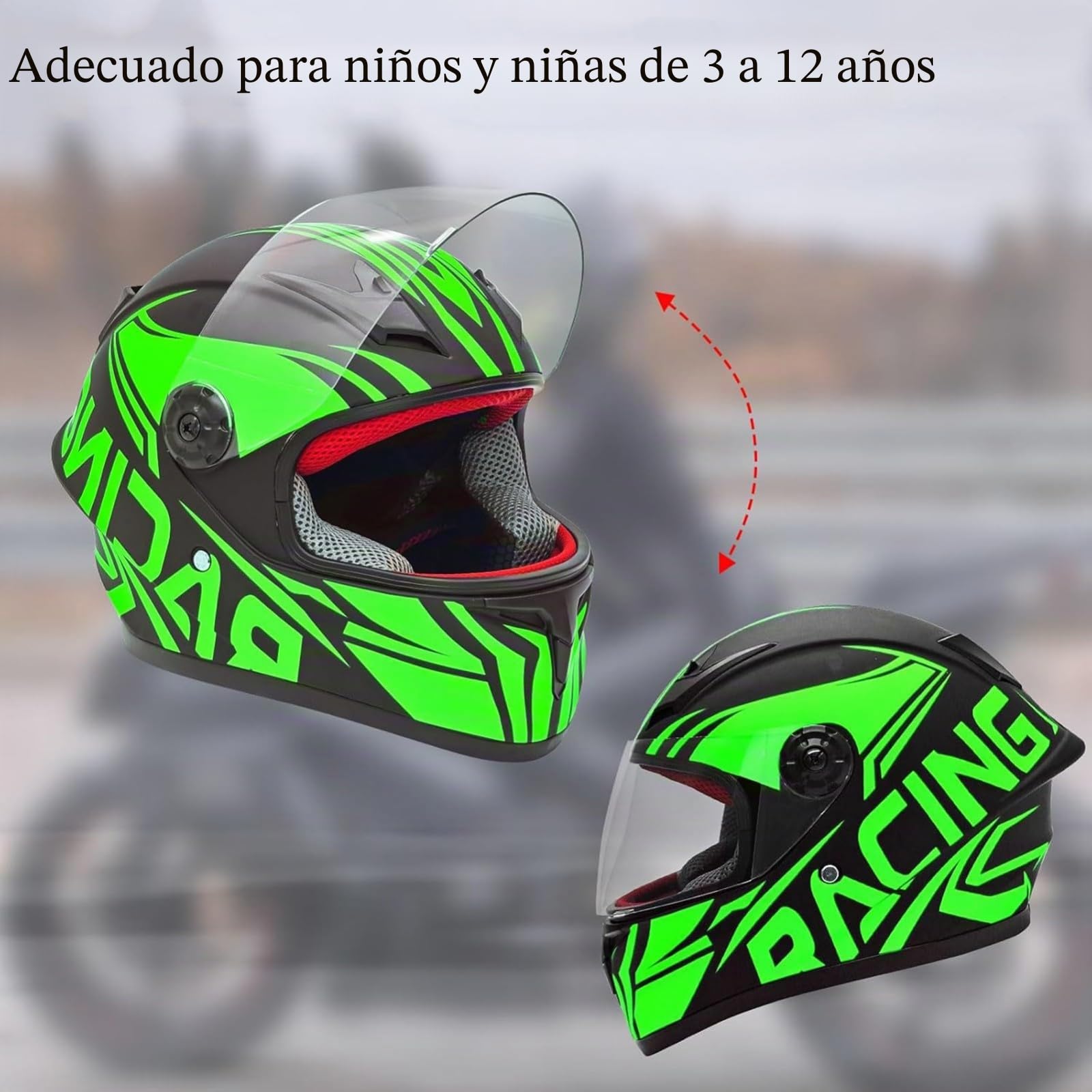 Casco Integral De Motocross Para Niños, Casco De Scooter Con Visera Solar, Cascos De Moto Para Niños, Casco De Seguridad Para Niños De 4 A 10 Años C,S/(47~58cm)
