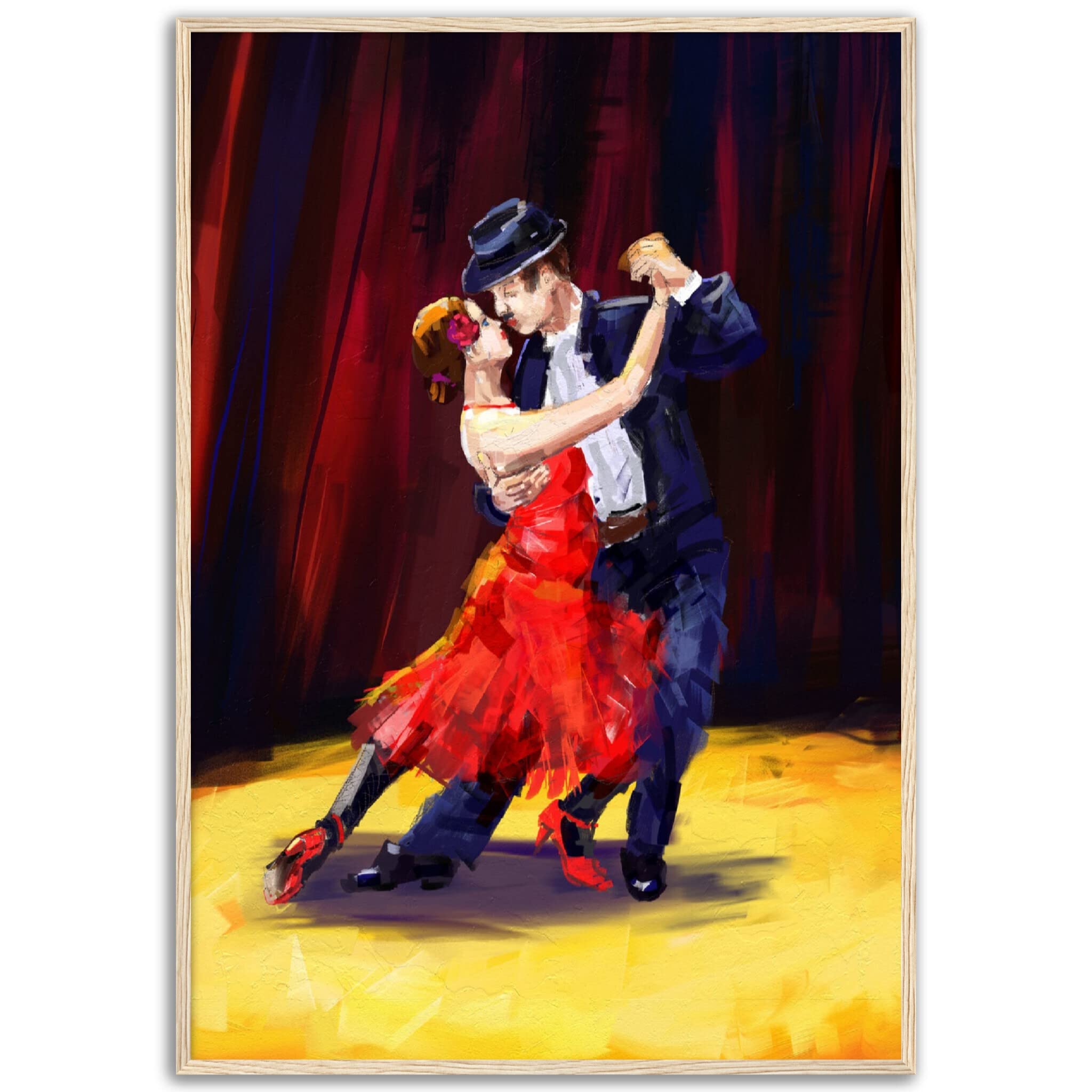 Tableau danse tango rouge 70x100 cm avec cadre bois pour mur - 8