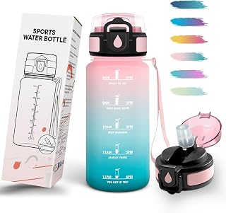 Trinkflasche, Zeitanreiz, Trinkflasche Kinder 500ML BPA-Frei, Wasserflasche Kohlensäure Geeignet, Wasserflasche mit Strohhalm, Auslaufsicher, Flasche für Joggen, Schule, Büro, Party