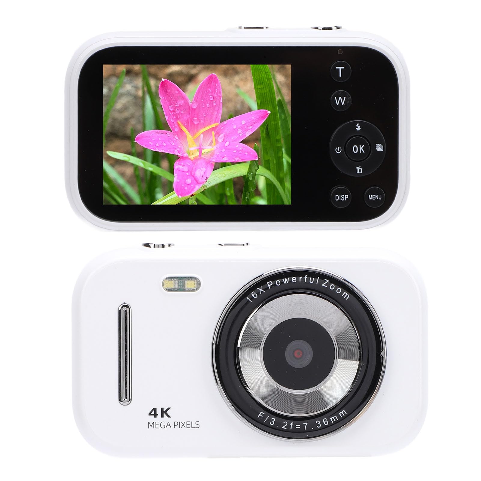 Aparat Cyfrowy 48 MP, Aparat Cyfrowy w Stylu Vintage, Przenośny Rejestrator Wideo 4K – Ekran IPS 2,8 Cala, Zoom 16X, 20 Filtrów, Przesyłanie Obrazu dla Chłopców, Dziewcząt, (WHITE)