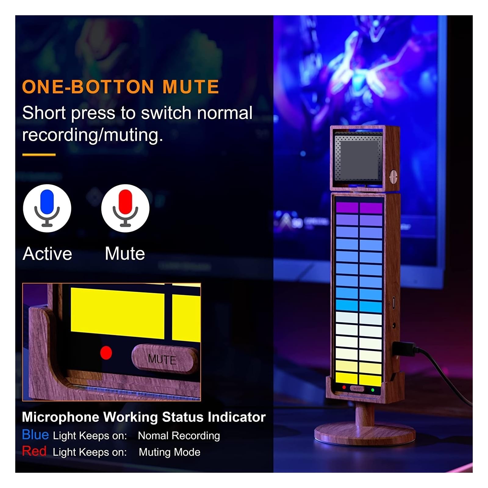 Sprzęt do podcastów, RGB Umic mikrofon pojemnościowy kardioidalny USB do smartfona PC Laptop(USB RGB MIC)