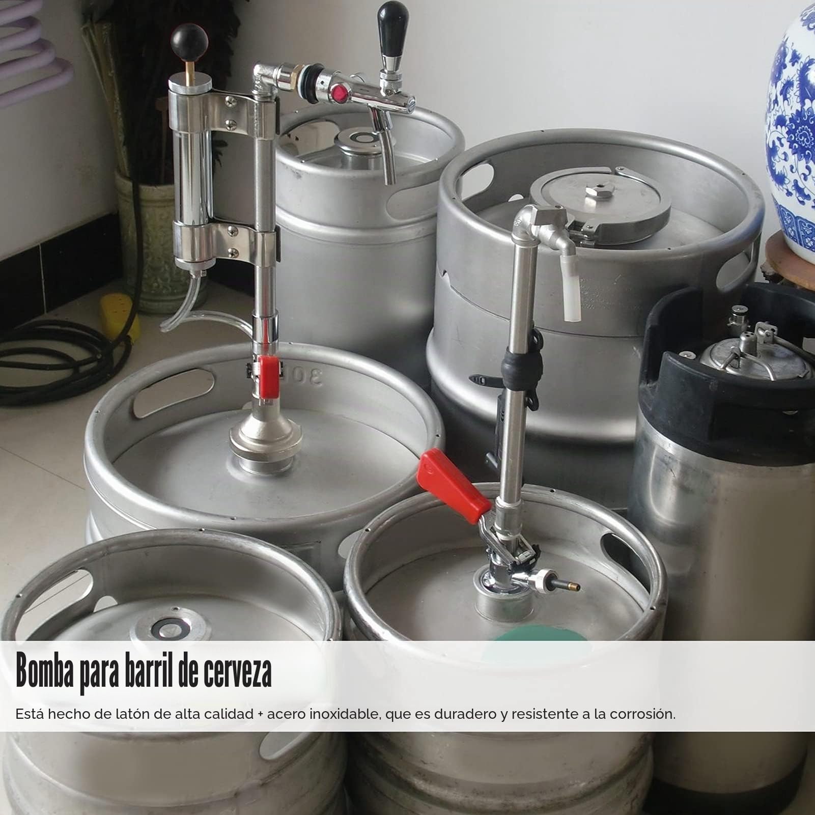 Dispensador de Cerveza,Máquina de Cerveza de Barril, Bomba de Barril de Cerveza G5/8, Grifo de Barril de Cerveza Inyector de CO2 Bomba de Barril de Cerveza
