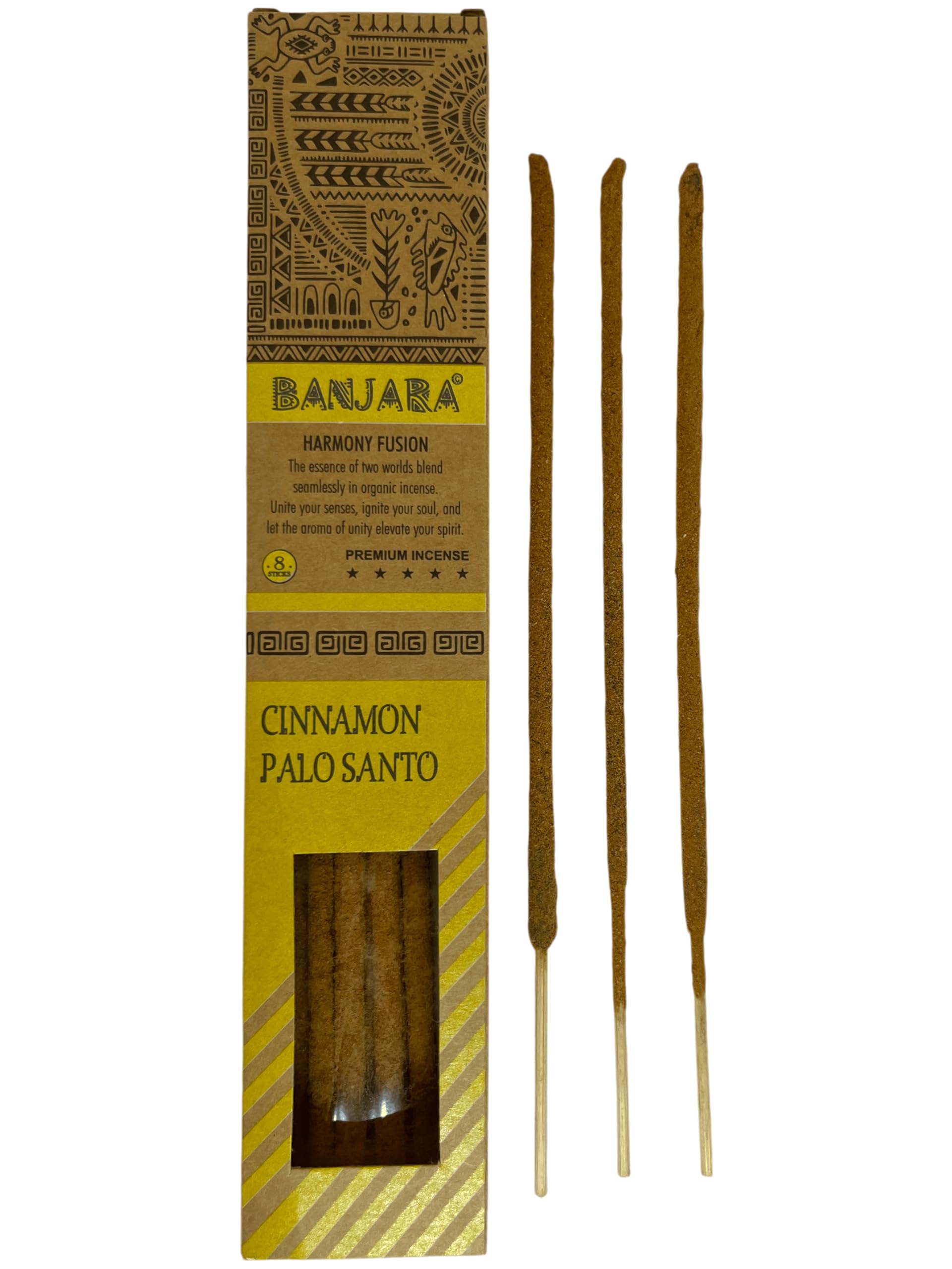 Hostenatura Palo Santo Banjara Incense Series - Harmony Fusion - Harmony Fusion - Top Indian Artisan Incense - 8 Sticks ( And Cinnamon)