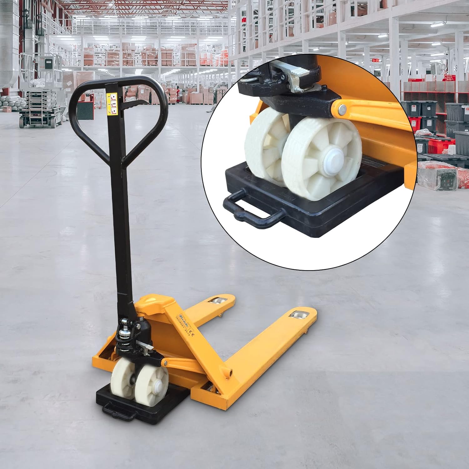 Rubber Heavy Duty Pallet Jack Rubber Wheel Chock 2 Pack, Premium Pallet Jack Stopper for Truck 14.2" Length x 11.2" Width x 2" Height (Black, 2 Packs)