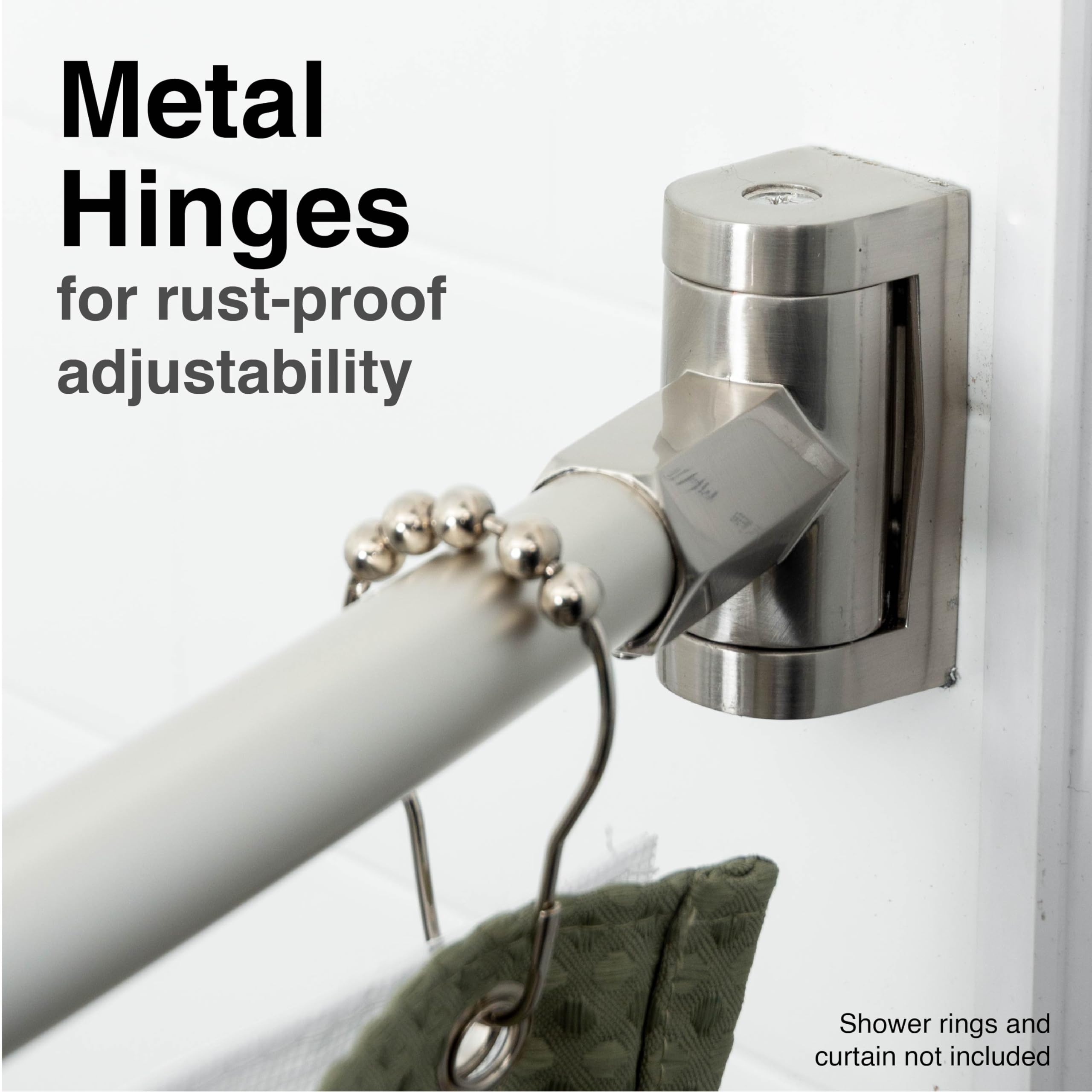 JS Jackson Supplies Barra De Ducha Doble Curvada, Construcción De Metal,  Ajustable Entre 44 Y 70, image size:2560x2560