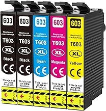 Pack of 5 603XL Ink Cartridges Compatible with Epson Multipack 603XL Printer Cartridges for Epson XP-3100 XP-3105 XP-4155 XP-2105 XP-2150 XP-3150 XP-4100 Workforce WF-2830 WF-2835 WF-2840 WF-2850