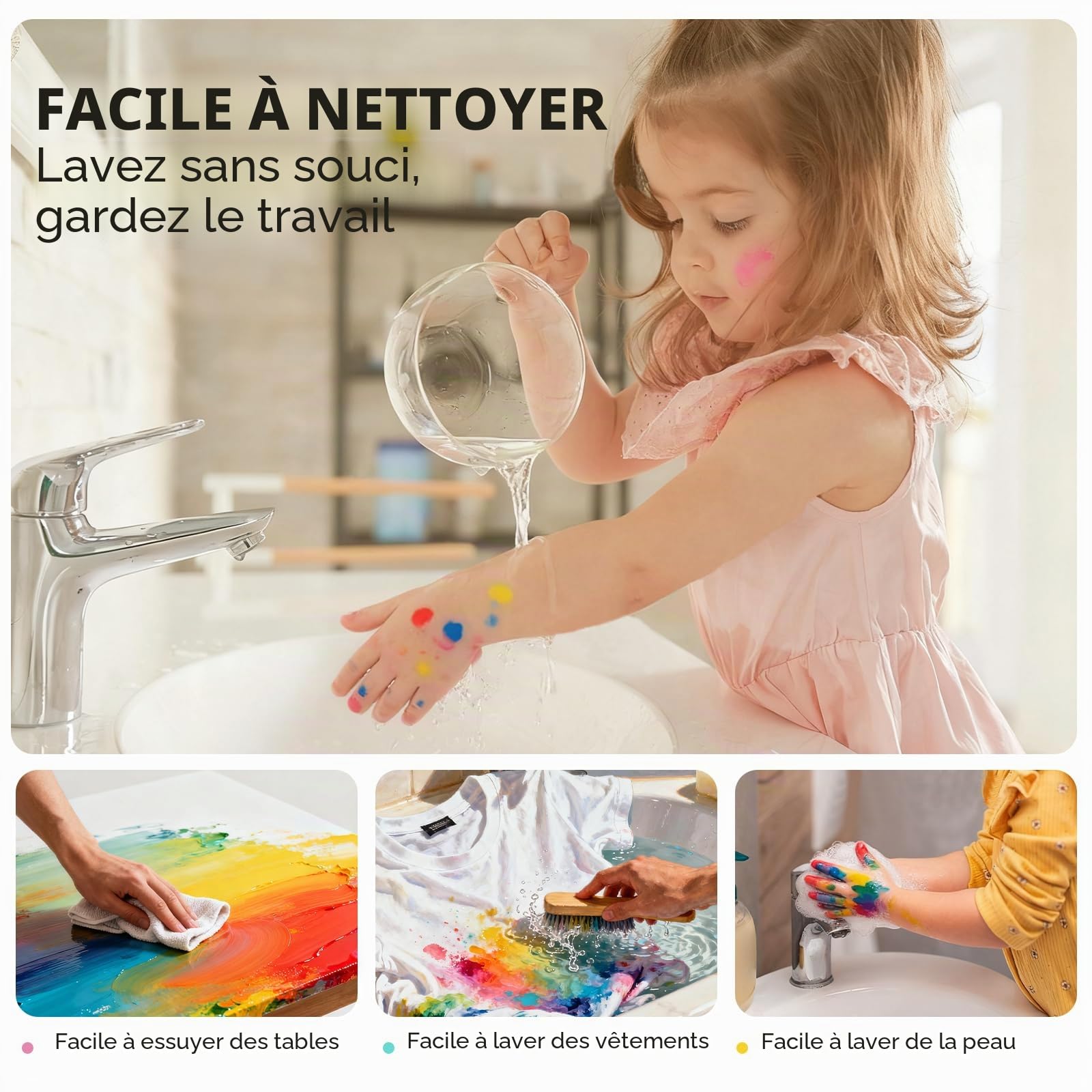 ABEIER Peinture au doigt pour enfants non toxique 250 ml x12, lavable, peinture au doigt pour empreintes, accessoires de peinture sûrs pour la maternelle, l'école, l'apprentissage précoce, le