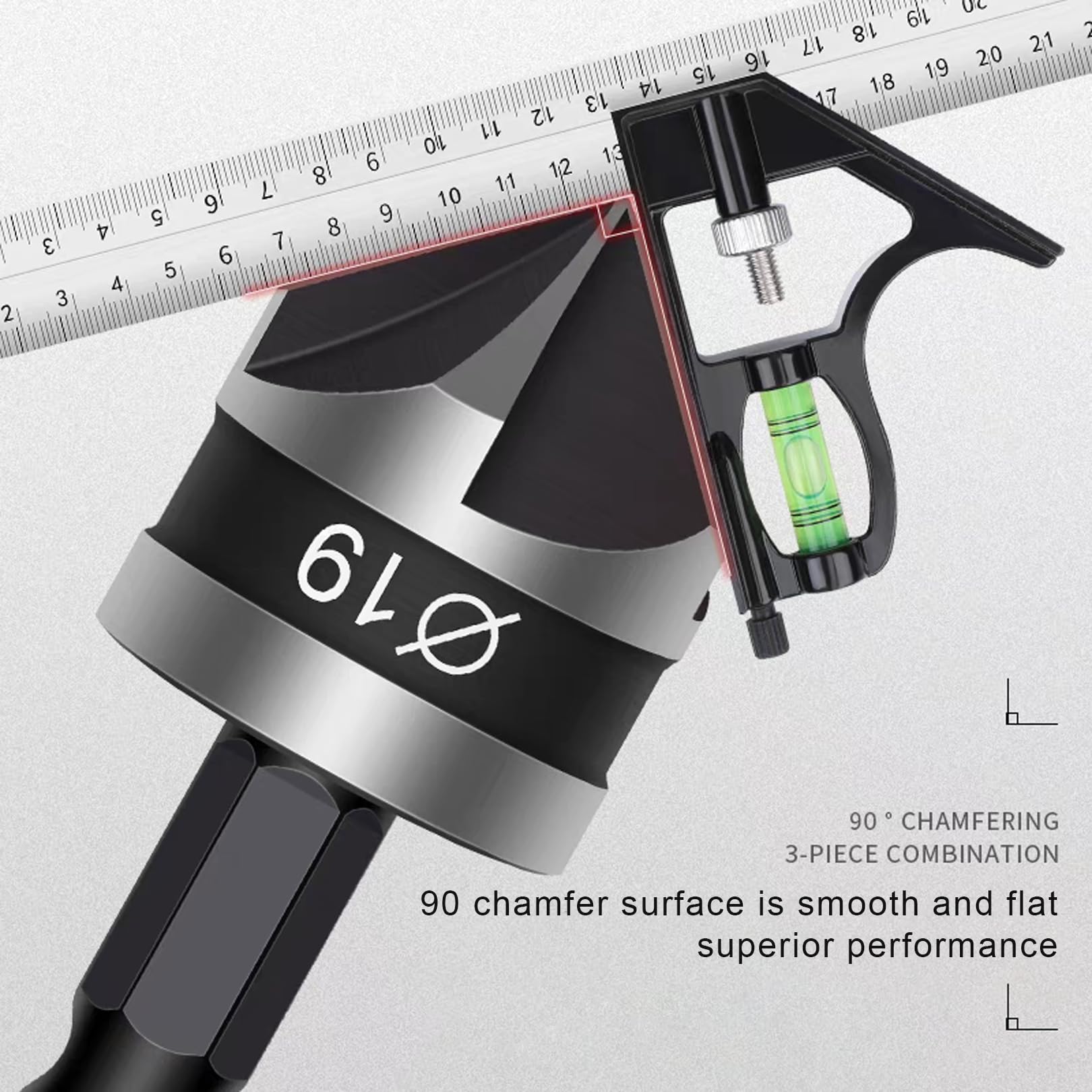 3 Pcs Countersink Drill Bit,Set Counter SinkBits Wood Countersunk Chamfer Tool Sink 90 Degree Adaptor Trend Carbide Tipped Depth Flute Hex Shank 12MM 16MM 19MM,for Hinge Kit Metal WoodWorking Stopper - Image 4