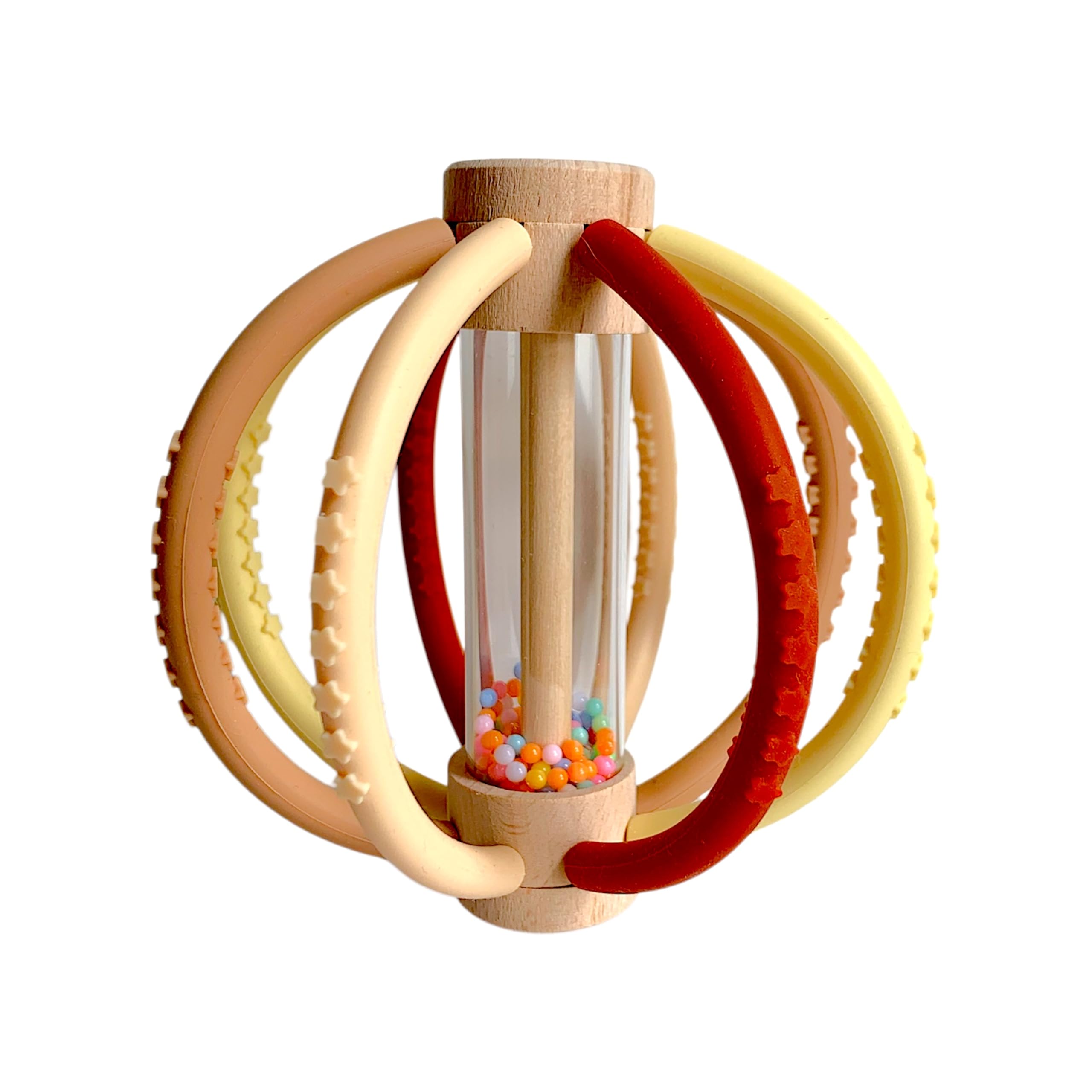 Zahnungshilfe Baby aus Silikon – Montessori Spielzeug 0-6 Monate – Tummy Time Toys mit sensorischer Rassel – leicht zu greifen wie ein Greifball für Babys – Beißring & Rassel Baby – Bebé Pituso