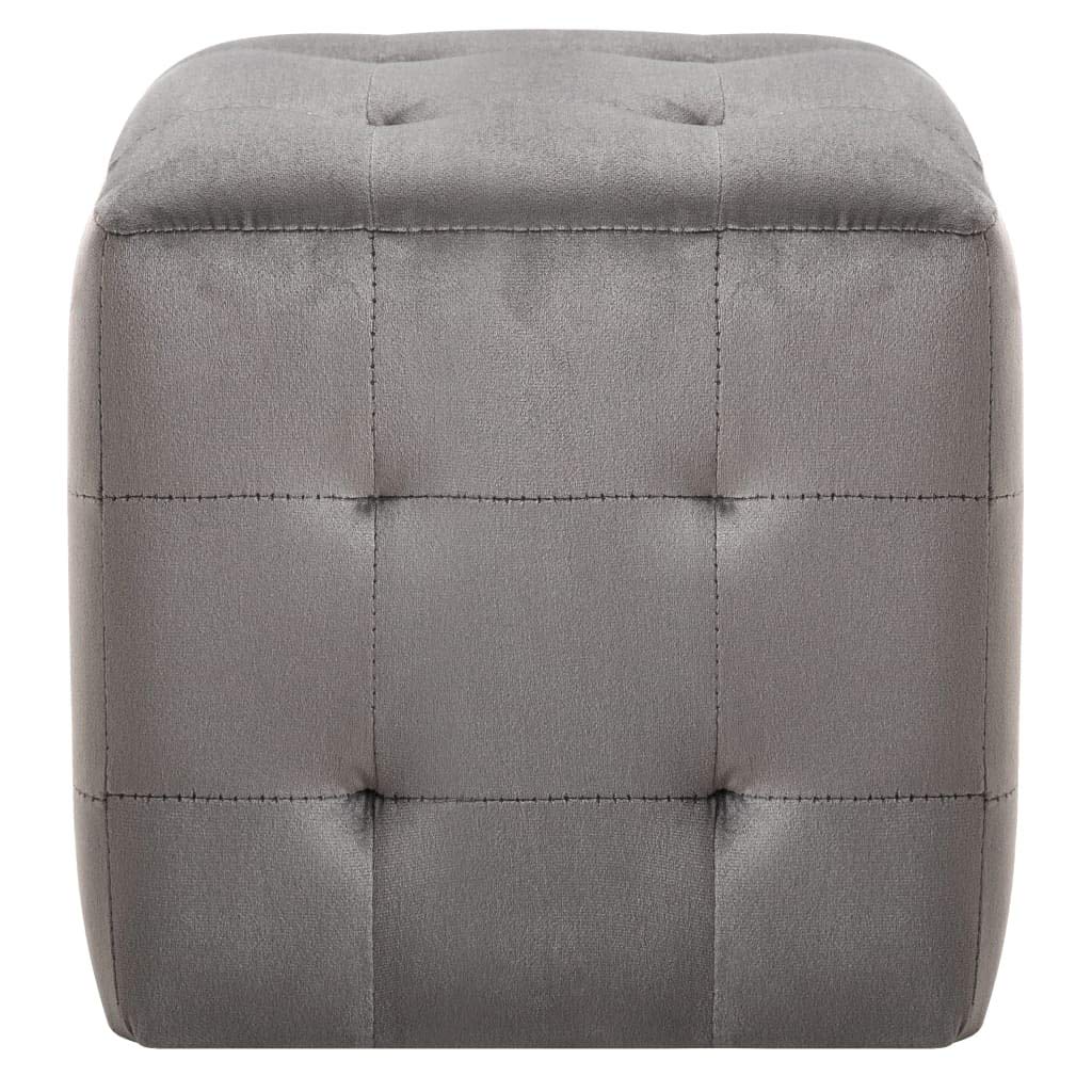SKM Pouf Salon, 2 pcs Poufs Meuble Carré Gris 30 x 30 x 30 cm Tissu Velours pour Salon Chambre Librairie