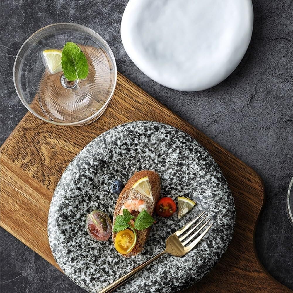 Biały Ceramiczny Talerz Obiadowy 10 Cali, Talerz Do Steków I Deserów W Stylu Western, Okrągły Talerz Do Sałatki Owocowej, Elegancka Zastawa Stołowa Do Kuchni, Z