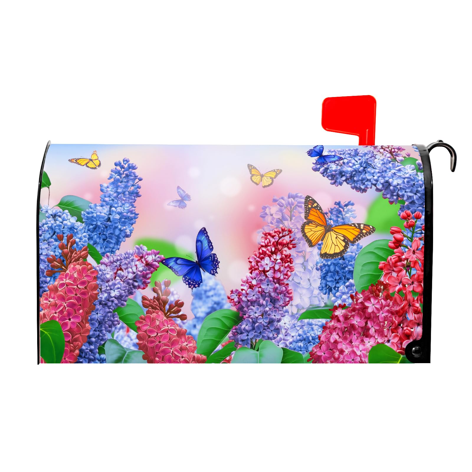 Spring Flower Mailbox Covers Magnetic Standard Size 21 X 25.5 Inch Butterfly Magnetic Mailbox Cover Summer Floral Mailbox Wraps Post Box Cover Decoration Outdoor Garden Home Yard Outside