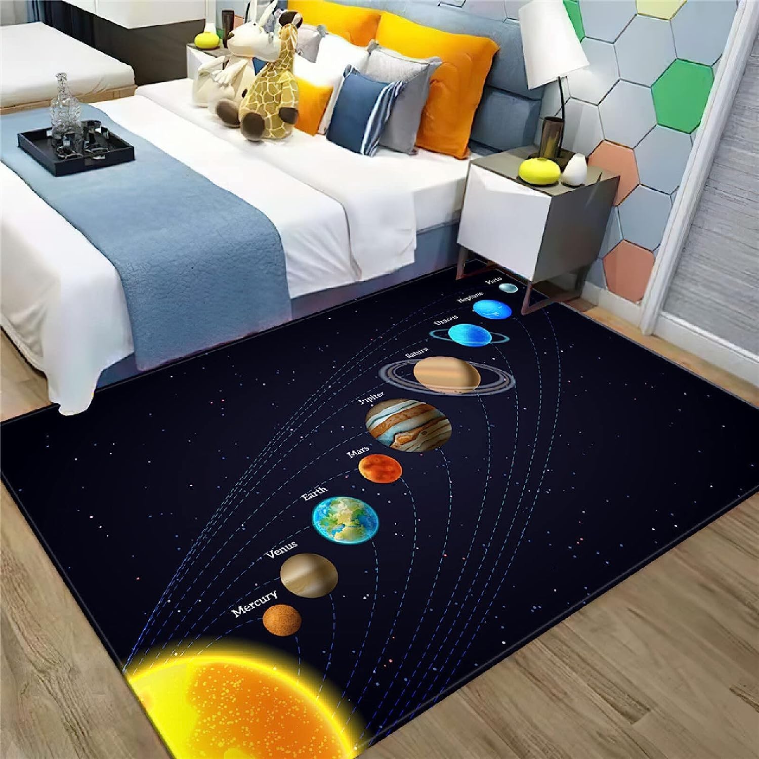 Espacio Planeta Planeta Alfombra, Alfombras Antideslizantes Impresas En 3D, Alfombra Lavable Para Pasillo, Cocina, Dormitorio, Sala De Estar, Alfombra, Limpieza Fácil, Decorativa Para El Sue -8K7N+F9C