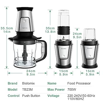 Amazon.com: BioloMix Blender and Food Processor Combo, 700W