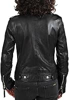 Vista 3 de World of Leather Chaqueta de cuero de cordero para mujer Racer Classic, Negro