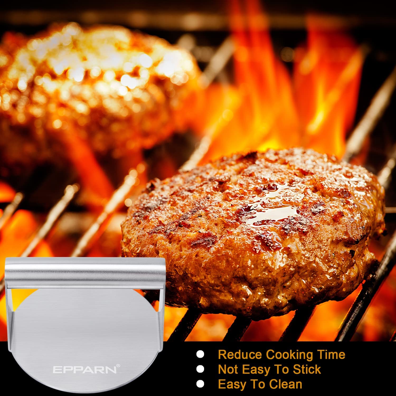 EPPARN Stainless Steel Burger Press, 5.5 inch Round Burger Smasher