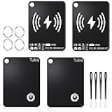 Smart Cards 4 Pack, Smart Tracker Card Compatible with Apple Find My (iOS only), Bluetooth Tracker with Wireless Charging, IP68 Waterproof Finder, Item Finder with Key Ring/Nylon Lanyard.(Black)