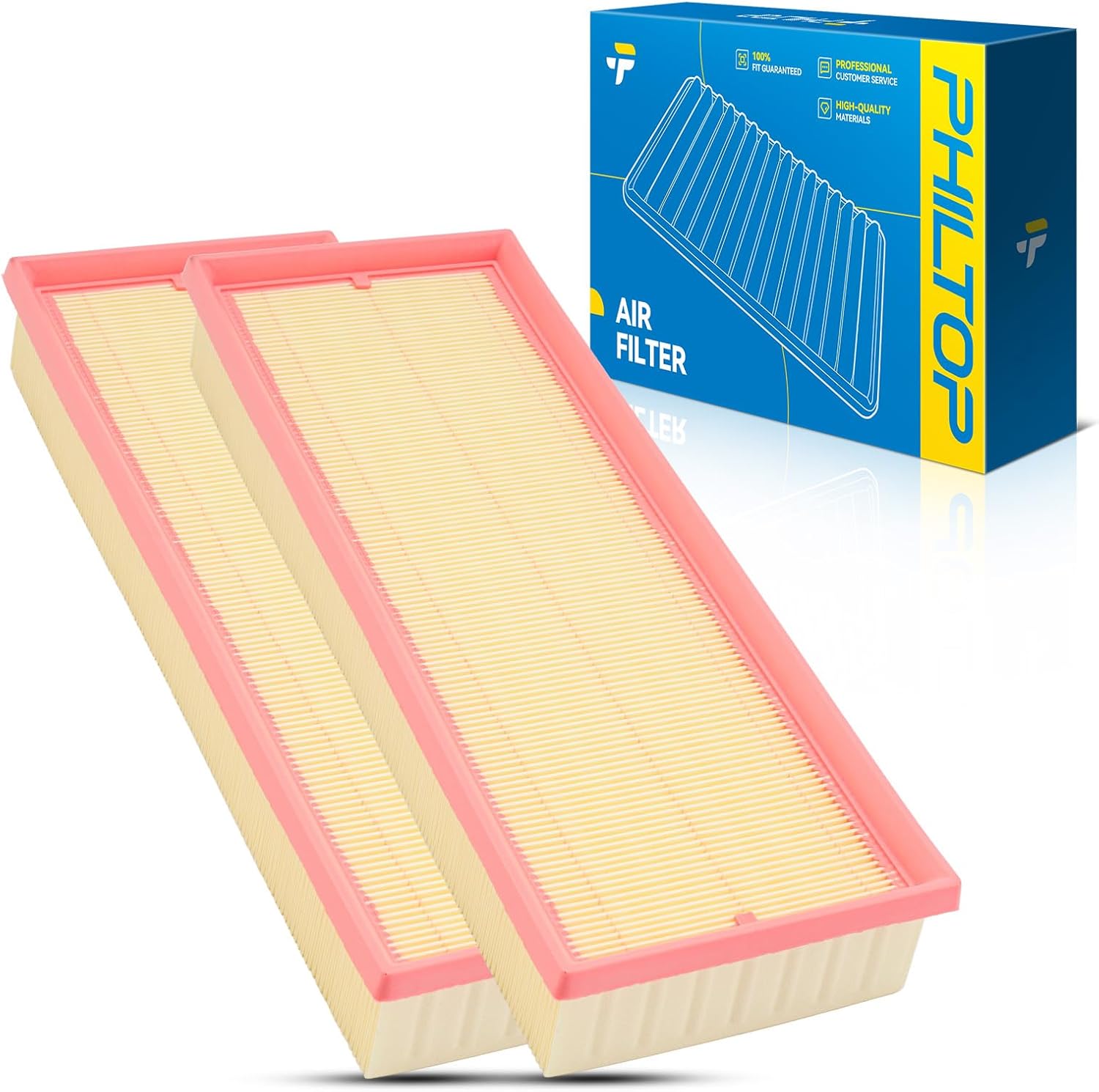 PHILTOP Engine Air Filter, Compatible with CA8768 Mercedes-Benz C230 C240 C320 C-Class, E-Class E320 E550, CL500 CL550, G550 GL550, ML350 ML450, R350 R550, S400 S550 & More, Pack of 2